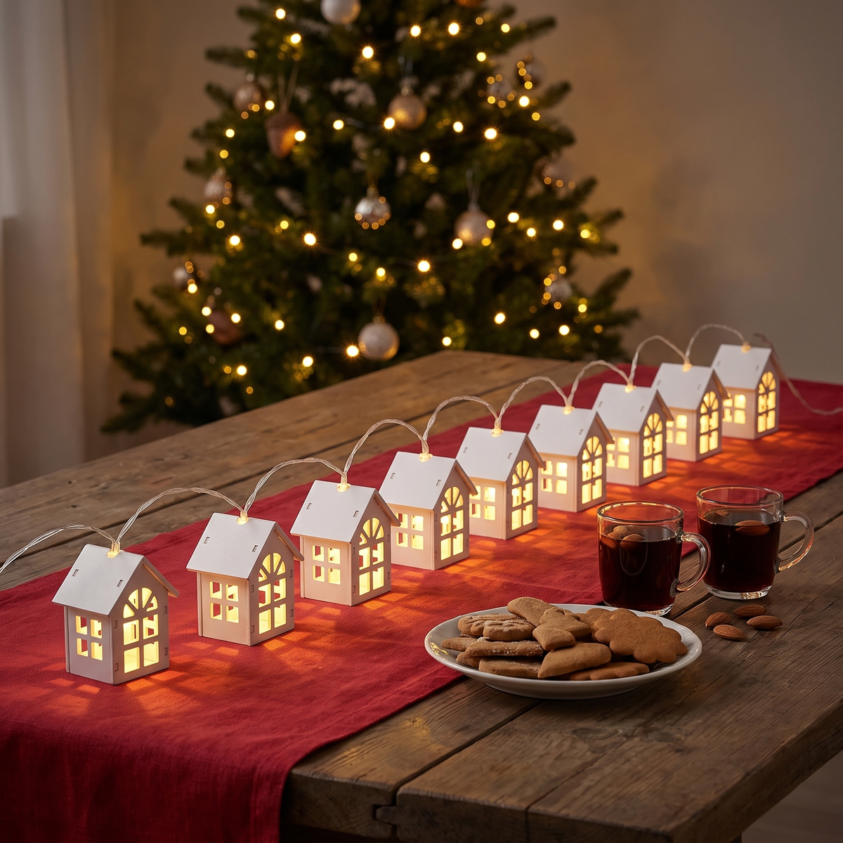 Domus tänd mitt på julbordet bland pepparkakor och glögg