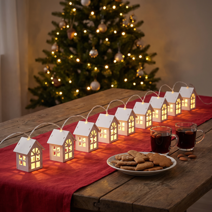 Domus tänd mitt på julbordet bland pepparkakor och glögg