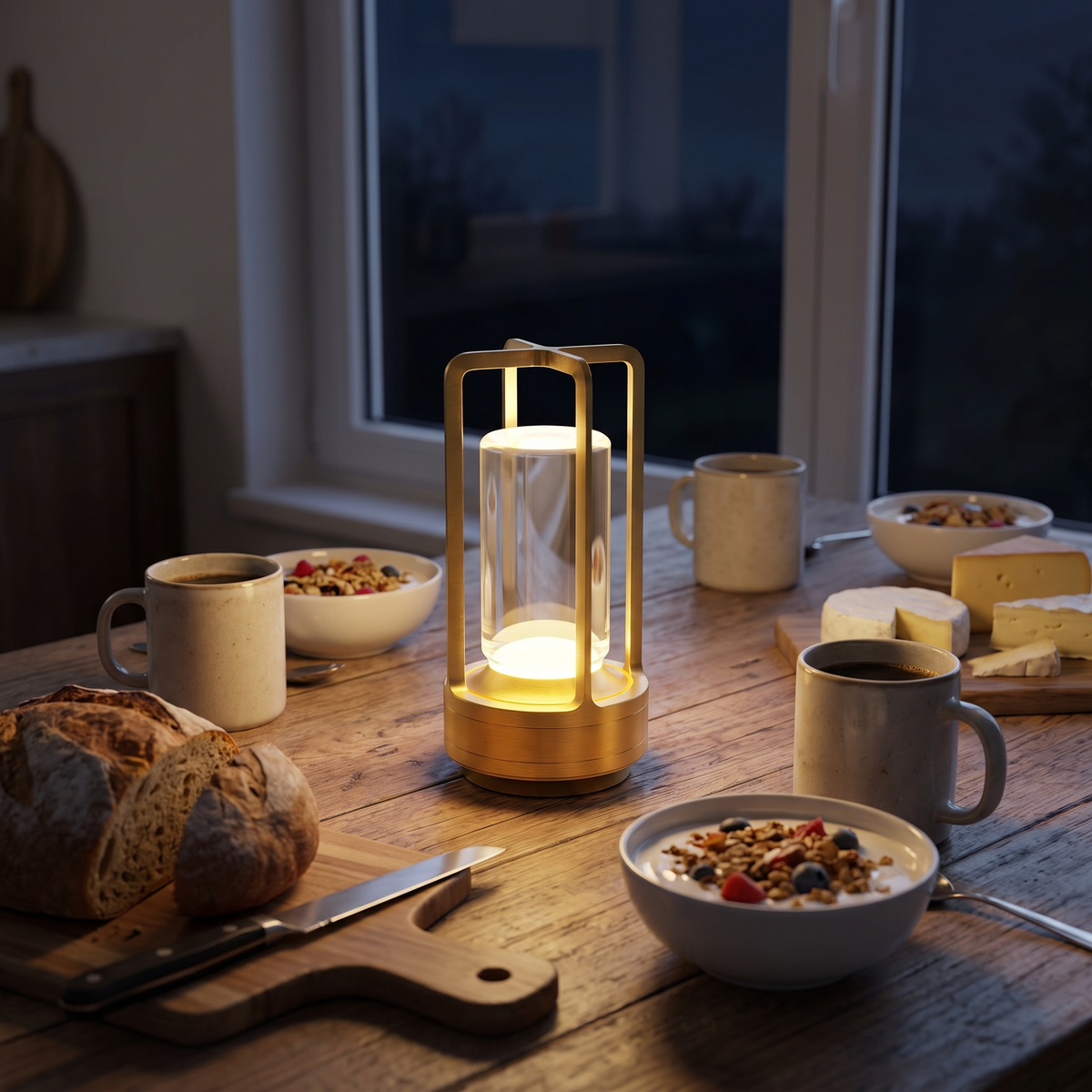 Lanta i guld på frukostbordet en mörk novembermorgon